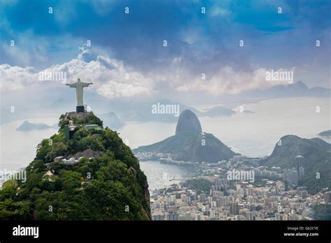 Unesco World Heritage Listed Landscape Of Rio De Janeiro With Christ The Redeemer Cristo