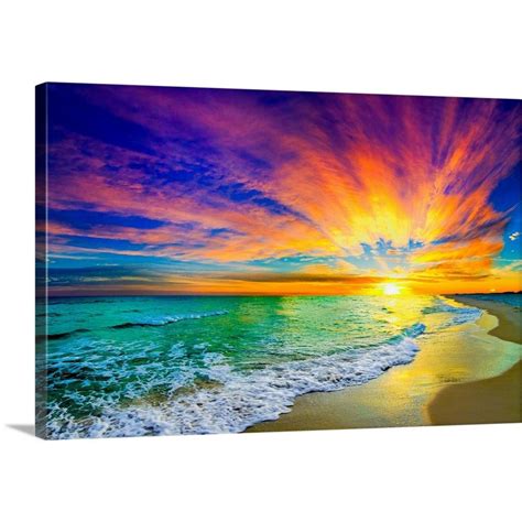 Greatbigcanvas In X In Colorful Ocean Sunset Orange And Red