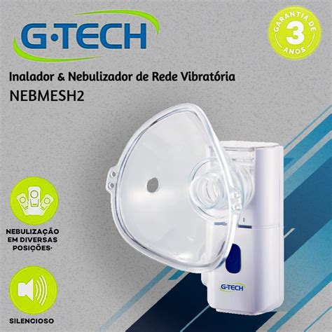 Nebulizador Sem Fio Recarreg Vel Inalador G Tech Nebmesh Branco Em