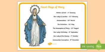 Feast Days Of Mary Teaching Display Poster Twinkl