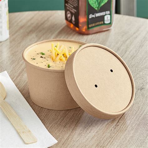 Choice Oz Kraft Poly Coated Paper Food Cup With Vented Paper Lid