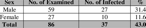 Prevalence Of Entamoeba Gingivalis Infection With Sex Download Table