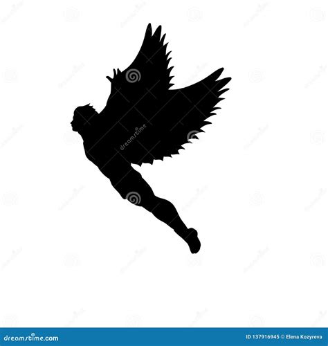 Flying Man Icarus Silhouette Mythology Symbol Fantasy Tale Stock Vector