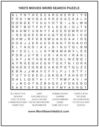 S Movies Printable Word Search Puzzle Word Search Addict