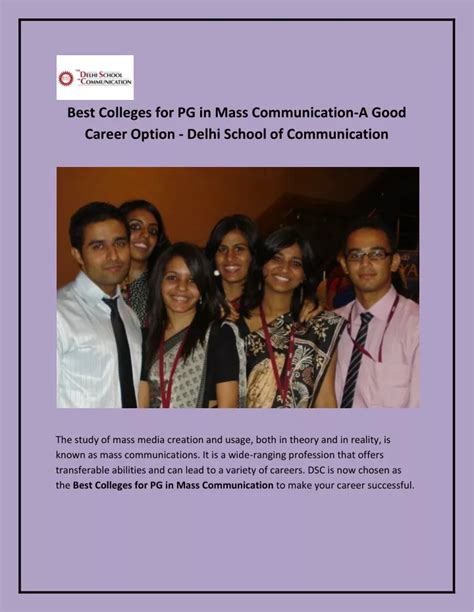 Ppt Best Colleges For Pg In Mass Communication Delhi School Of