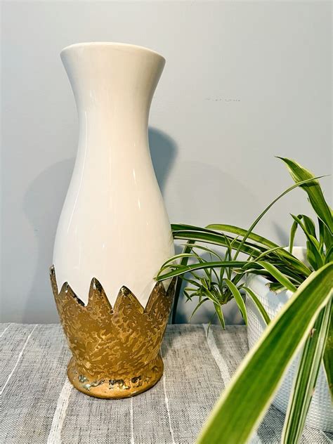 Weeping Gold Vase Midcentury Vase Vintage Decor Retro Decor Etsy