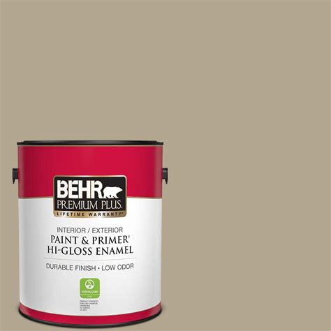 BEHR PREMIUM PLUS 1 Gal PPU7 22 Safari Vest Hi Gloss Enamel Interior