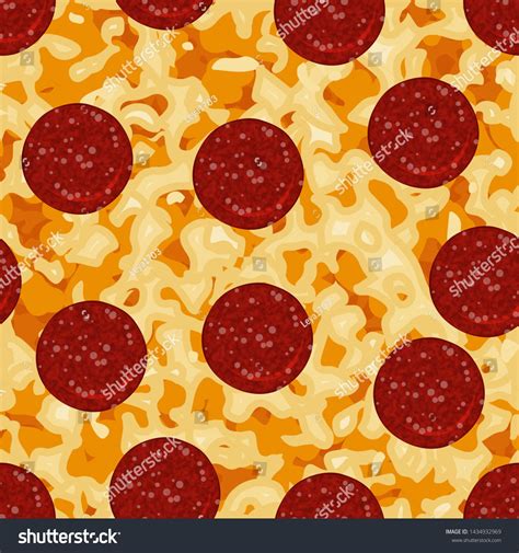 Seamless Pattern With Texture Of Pepperoni Pizza With Tomatoes Pizza