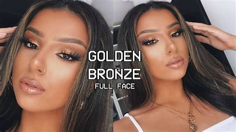 GOLDEN BRONZE FULL FACE GLAM MAKEUP TUTORIAL SUMMER 2019 YouTube