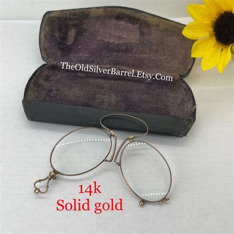 Vintage 14k Gold Pince Nez Eyeglasses Antique Gold Glasses Etsy