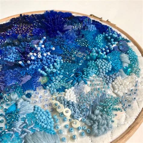 Coral Reef Art Hand Embroidered Hoop Art Coastal Embroidery Wall Art