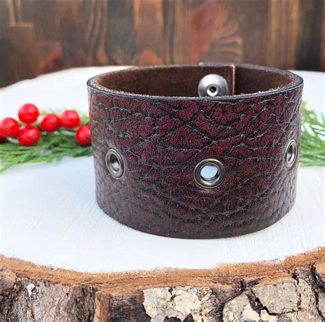 Mens Bracelet Leather Cuff Brown Black - Etsy