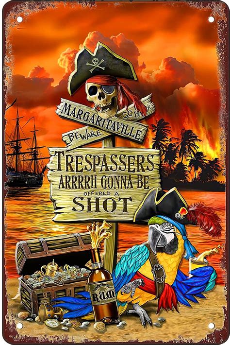 Rosefinch Stone Margaritaville Trespassers Retro Metal Sheet Signs Wall Decoration