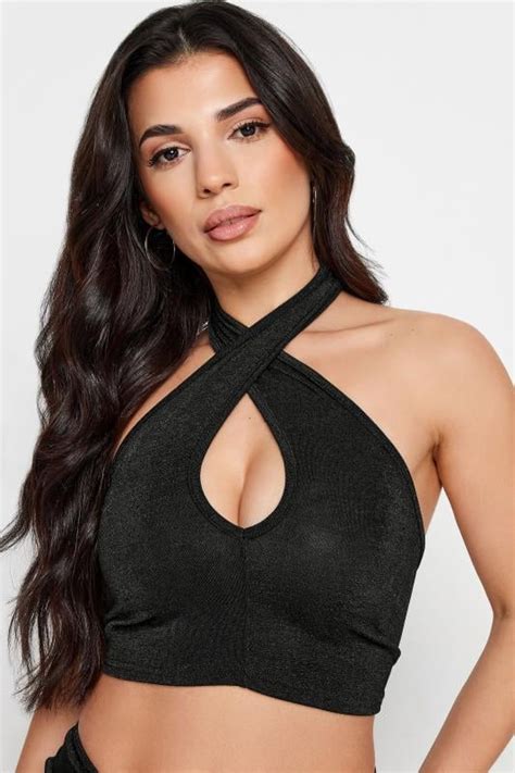 Pixiegirl Black Twist Front Halter Neck Top Pixiegirl