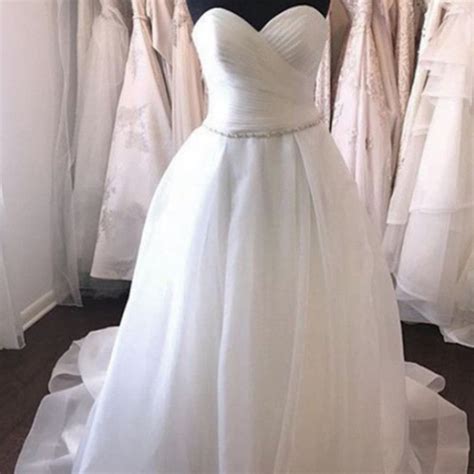 Pleated Sweetheart Crystal Beaded Sashes Organza Wedding Dresses Ball