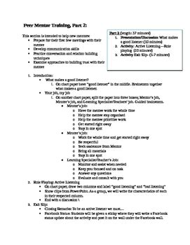 Peer Mentorship Program Outline Editable By Selina Gervais Tpt