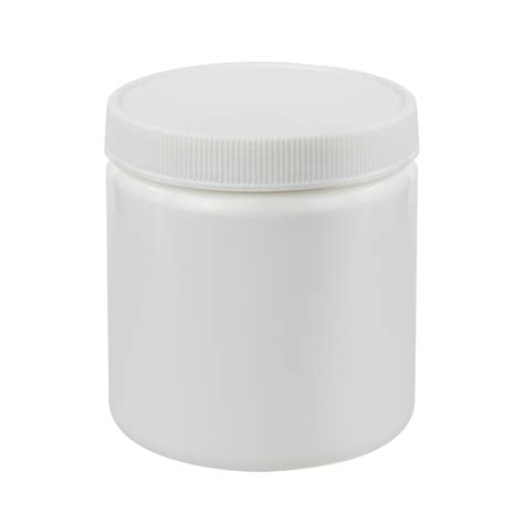 8 Oz White HDPE Wide Mouth Round Jar With 70 400 White Ribbed Cap With