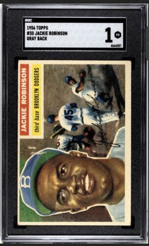 Jackie Robinson Topps Gray Back Sgc Brooklyn Dodgers Ebay