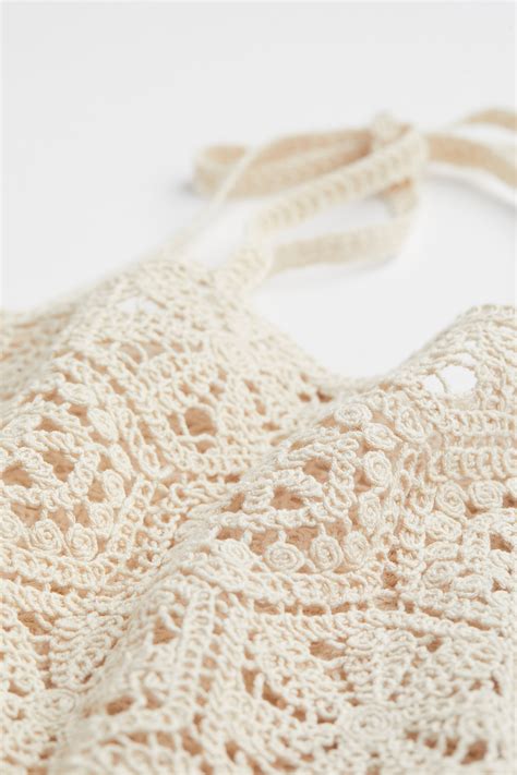 Crochet Look Top Light Beige Ladies Handm Gb