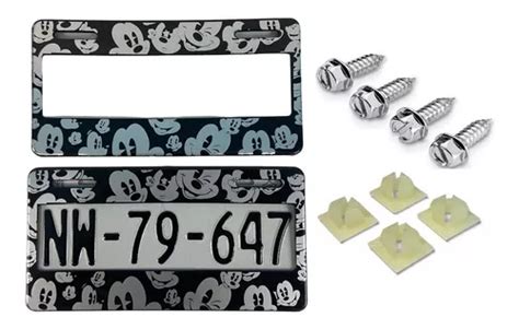 Par De Marcos Porta Placas Cabezas Mickey Con Tornillos Meses Sin