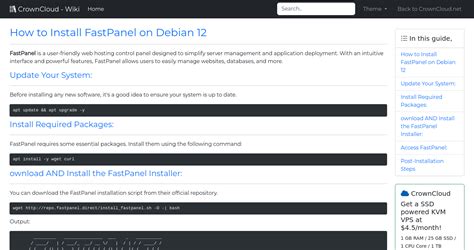 CrownCloud Wiki How To Install Fastpanel On Debian 12