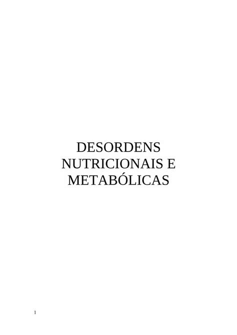 Pdf Desordens Nutricionais E MetabÓlicas Br · Escs