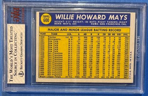 1970 Topps 600 Willie Mays Bvg 6 Ex Mt Giants EBay