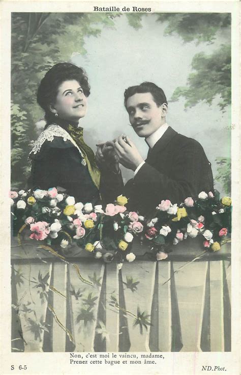 lot de 6 x cpa COUPLES Bataille de Roses série complète 1906 ND Phot