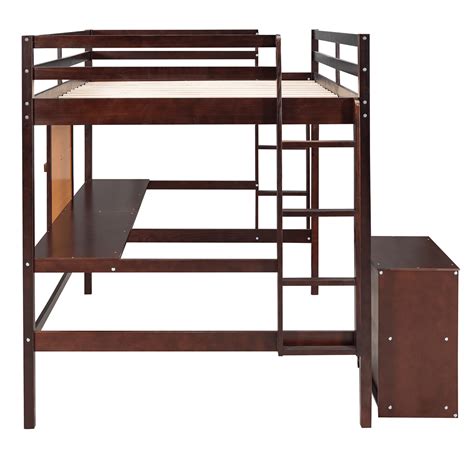 Twin Size Loft Bed With Desk And Writing Board Wooden Loft Bed With Desk And 2 Drawers Cabinet