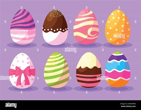 Set Of Easter Eggs Happy Easter Vector Illustration Design Stock Vector Image And Art Alamy