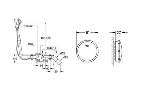 GROHE TALENTO POP UP BATH WASTE OVERFLOW TRIM SET 28939000 19025000