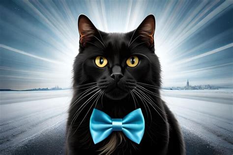 Premium AI Image Close Up Of A Beautiful Black Cat With Bow Tie For