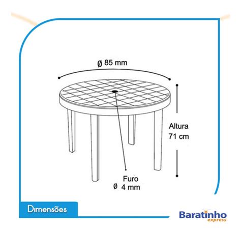 Mesa Pl Stica Redonda Desmont Vel Eldorado Arqplast Branca Frete Gr Tis