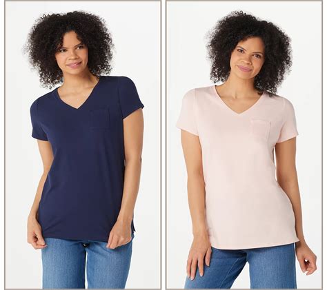 Belle by Kim Gravel TripleLuxe Pima Set of Two V-Neck T-Shirts - QVC.com