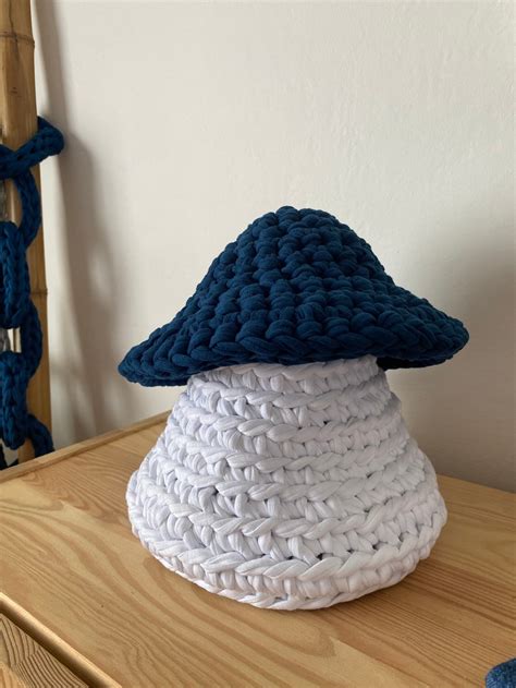 Blue Crochet Mushroom Storage Basket Kids Room Fall Decor - Etsy