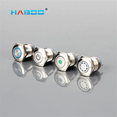 Haboo 16mm Tact Reset Switch Waterproof IP65 Ring LED Illuminated Metal