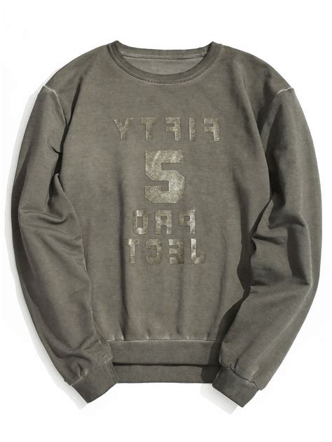 25 Off 2021 Vintage Graphic Crew Neck Sweatshirt In Gray Zaful