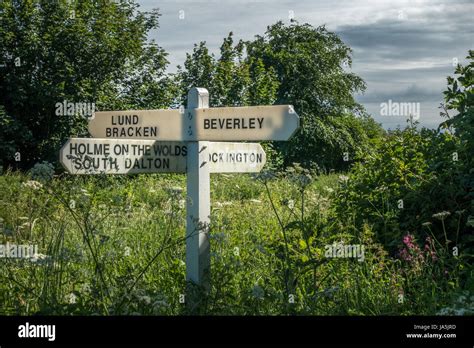 Traditional White Signposts In The Yorkshire Wolds For Beverley Holme