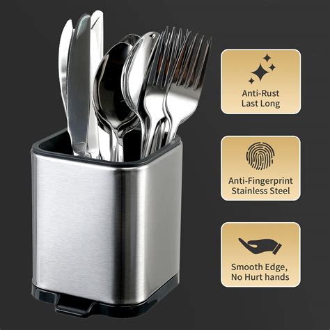 Biarts Kitchen Utensil Holder For Countertop Stainless Steel With Drip