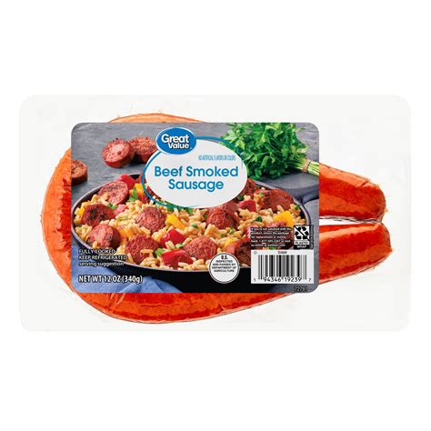 Great Value Fully Cooked Beef Smoked Sausage 12 oz Vacuum Pack