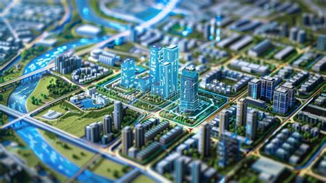 detailed blueprint   smart city design featuring advanced