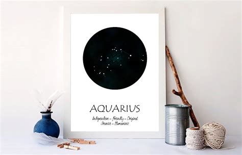 Aquarius Constellation Map Print Zodiac Poster Astrology Etsy