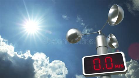 Wind Speed Measuring Device Anemometer Shows 0. Weather Forecast ...