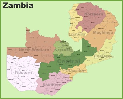 Zambia districts map