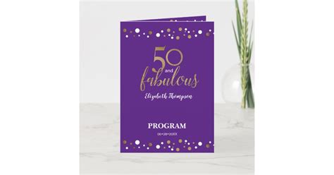 50 And Fabulous Fiftieth Birthday Purple Program Zazzle