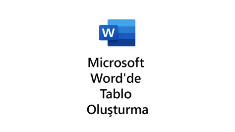 Microsoft Word de Tablo Oluşturma Resimli Anlatım My To World