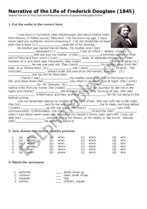 Frederick Douglass Vocabulary Worksheet Wordmint Worksheets Library