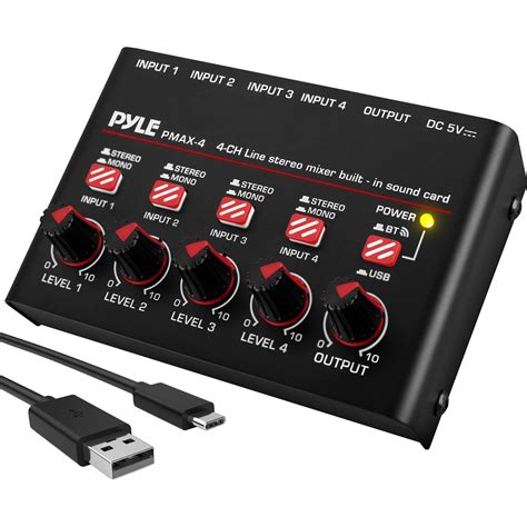 Pyle Pro PMAX4 4 Channel Compact Streaming Line Mixer PMAX4 B H