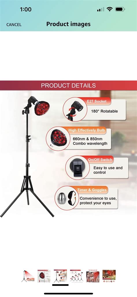 Wolezek Red Light Therapy Lamp With Stand 18 Leds 660nm Red And 850nm Near Infrared Combo Bulb