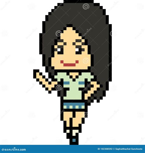 Vector Pixel Art Woman Pose Stock Vector Illustration Of Square